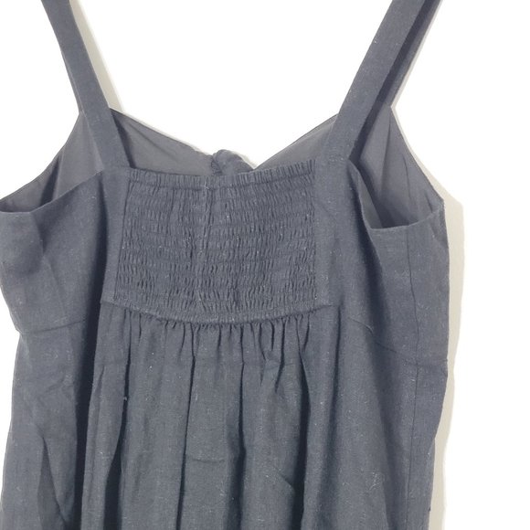 LOFT Black Outlet Lounge Sleeveless Strappy Linen Blend Cami Dress Lightweight - Picture 4 of 13
